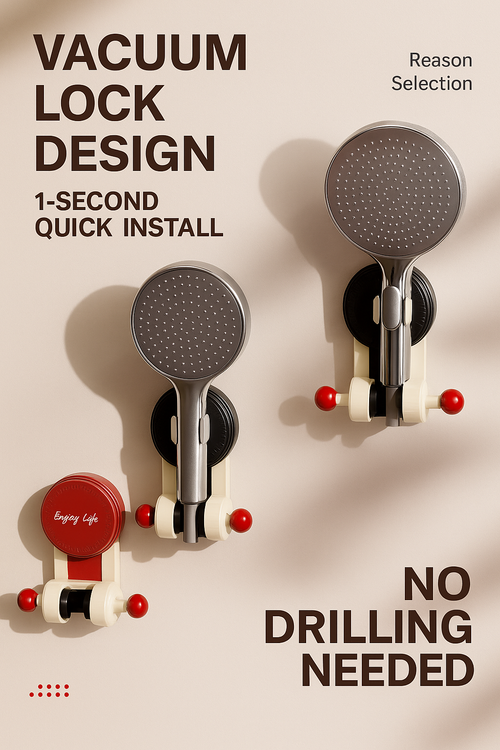 Adjustable Shower Head Holder – No-Drill Wall Mount with Strong Suction